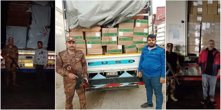 ضبط (28عجلة) تحمـــل مواد مخالفة للشروط الاستيرادية في نينوى