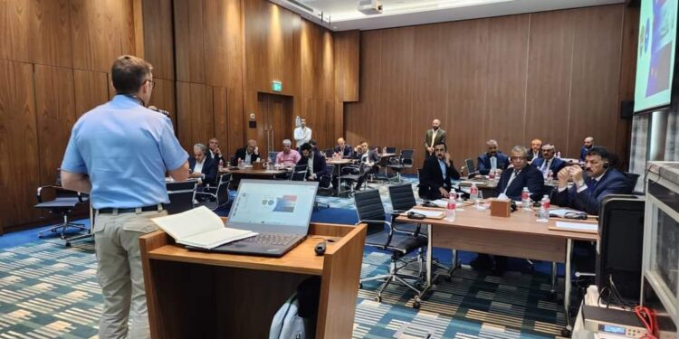 تنظيم ورشة عمل المنسقين الأمنيين وإدارة الأحداث الرياضية الكبرى بين (وزارة الداخلية وبعثة الأوربي)