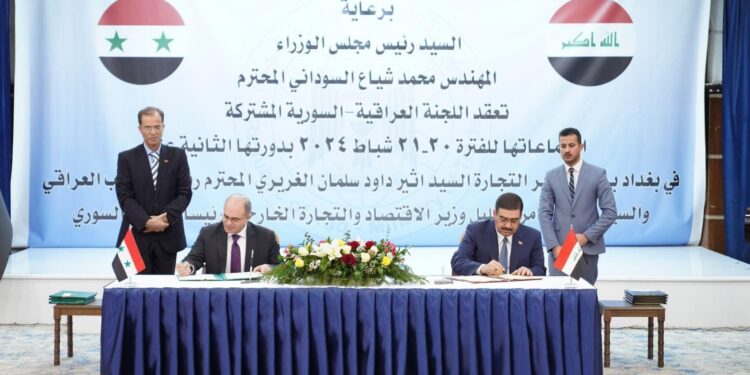 توقيــــع عقد شراكة في العديد من المجالات التجارية والاستثمارية بين (العراق وسوريا)