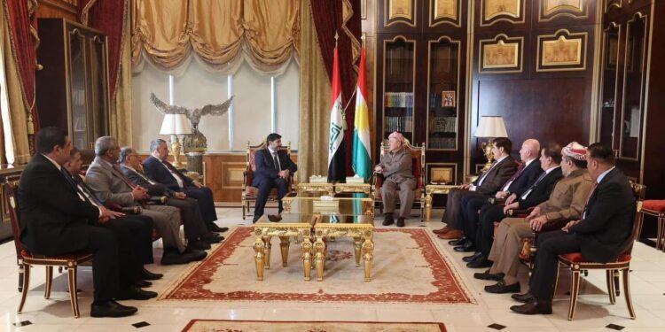 وفد من حزب الدعوة تنظيم العراق (دعاة الإسلام) برئاسة خالد الأسدي نائب الأمين العام للحزب  يزور مسعود بارزاني