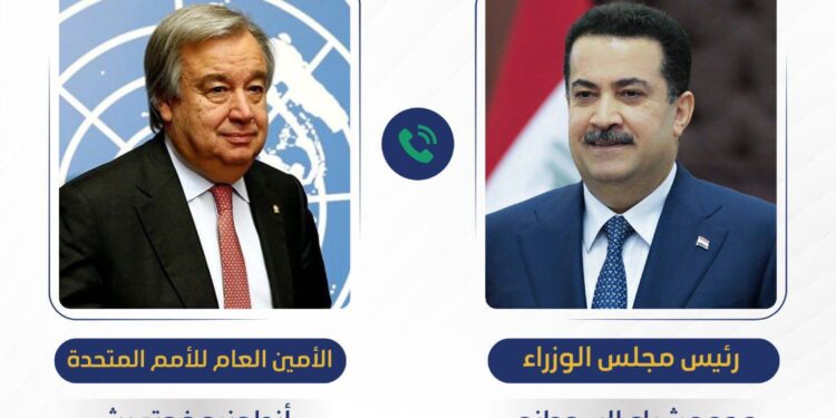 رئيس الوزراء يتلقى اتصالاً هاتفياً من الأمين العام للأمم المتحدة
