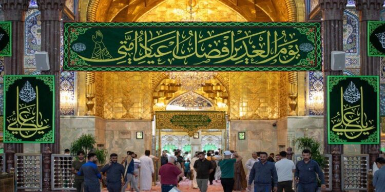 العتبة الحسينية تنشــر معالم الزينة بمناسبة عيد الغدير الاغر