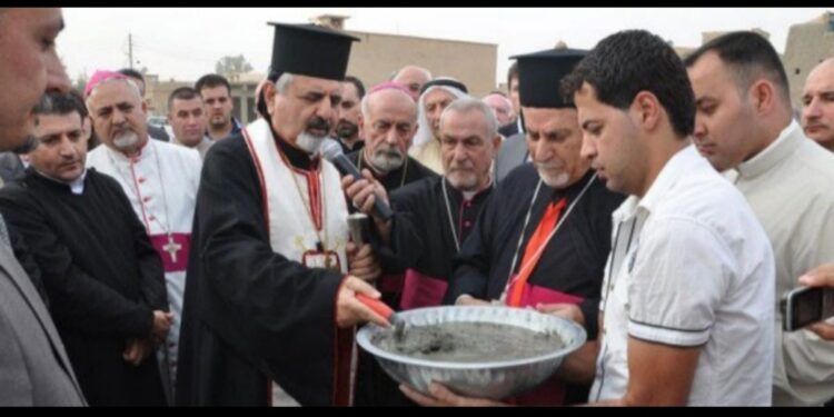 نينوى.. ارســـاء حجر الاساس لاول كنيسة جديدة للسريان الكاثوليك