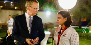 السفير الفرنسي يستقبل ابطال العراق المشاركين بدورة ألعاب باريس