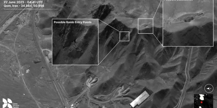 الأقمار الاصطناعية تكشـــــف أضراراً بجبال “موقع فوردو النووي” بعد الضربات الأميركية