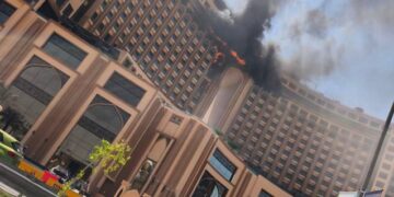 اندلاع حريق داخل فندق قلب العالم في بغداد