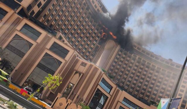 اندلاع حريق داخل فندق قلب العالم في بغداد