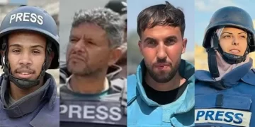 تشييع جثامين صحفيين من شهداء العدوان الإسرائيلي على غزة