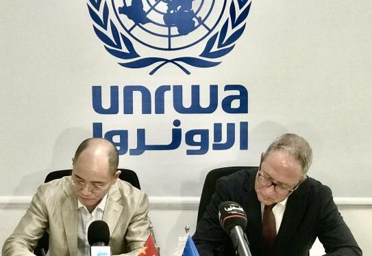 الصين تقدم المنحة السنوية لوكالة “الأونروا” بقيمة 1.5 مليون $