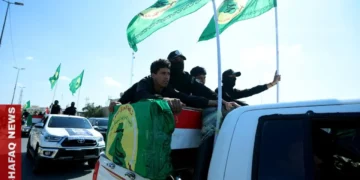 تشييع ضحايا الحشد الشعبي في بغداد بعد قصف موقعهم في كركوك