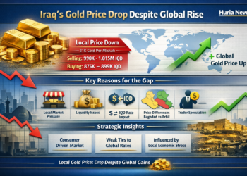 تراجع سعر الذهب في العراق رغم صعوده عالمياً… مفارقة السوق المحلي تعكس ضغوط السيولة والتذبذب النقدي