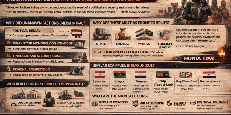 الفصائل المجهولة في العراق: من يملك القرار الأمني فعليًا؟ جذور النشأة والانشقاق وتجارب الدول والحلول الممكنة