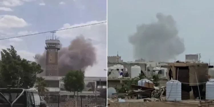 الحكومة اليمنية تتبنى استهداف مدرج مطار صنعاء.. والحوثيون يتهمون السعودية بتنفيذ الغارات