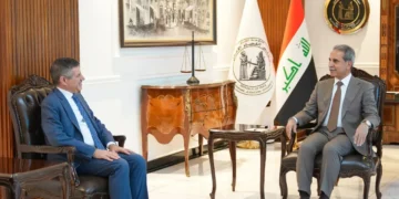 القاضي زيدان يبحث مع القائم بأعمال السفارة الأمريكية تنفيذ حصر السلاح بخطة تبناها الإطار
