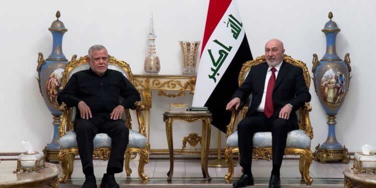 رئيس الجمهورية والعامري يؤكدان ضرورة الإسراع باستكمال الكابينة الوزارية